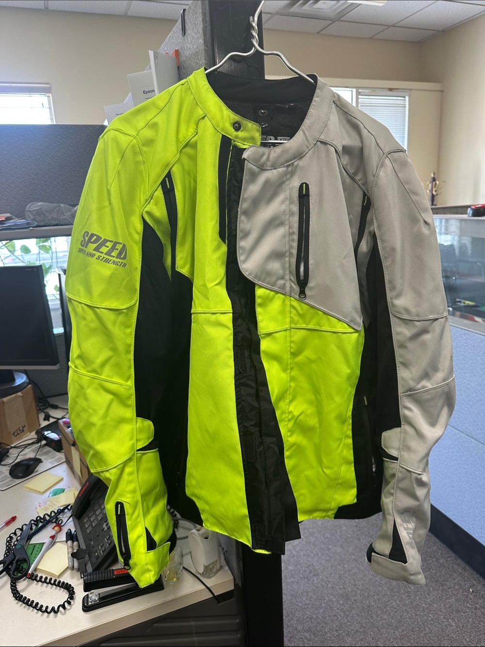 Men's High-Visibility Motorcycle Jacket - Neon Yellow & Gray